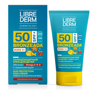 Купить librederm bronzeada (либридерм) крем для детей солнцезащитный с омега 3-6-9 и термальной водой, 150мл spf50 в Богородске