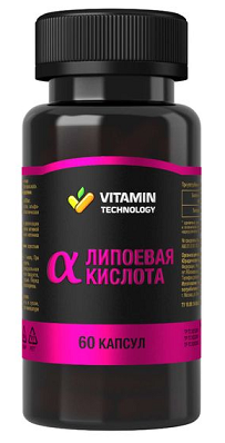 Альфа-липоевая кислота , капсулы массой 400мг 60шт БАД