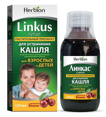 Линкас, сироп с ароматом вишни, флакон 150мл