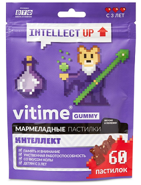 Vitime Gummy (Витайм) мармеладные пастилки интеллект,  пастилки жевательные кола 60шт БАД
