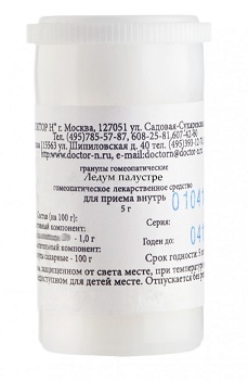 Купить ледум палустре (ледум) монокомпонентный препарат раститительного происхождения с6, гранулы гомеопатические, 5г в Богородске