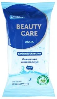 BC Beauty Care (БиСи Бьюти Кэйр) салфетки влажные очищающие алое и витамин Е, 20шт