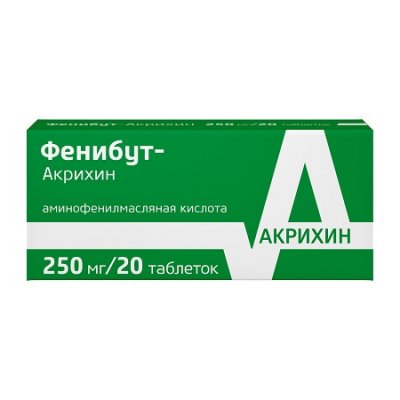 Купить фенибут-акрихин, таблетки 250мг, 20 шт в Богородске