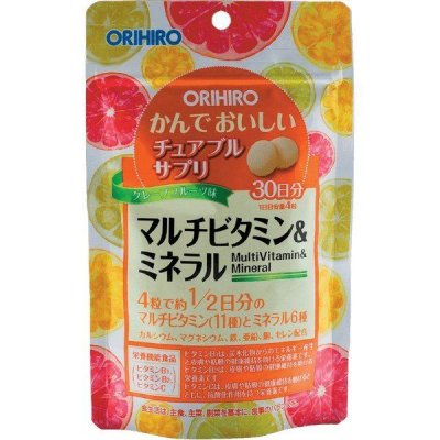 Купить orihiro (орихино), мультивитамины и минералы со вкусом тропических фруктов, таблетки массой 500мг, 120 шт бад в Богородске