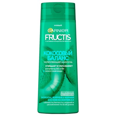 Купить garnier fructis (гарньер фруктис) шампунь для волос укрепляющий кокосовый баланс 400мл в Богородске
