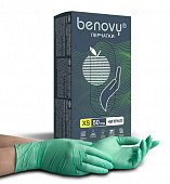 Купить перчатки benovy смотровые нитриловые нестерильные неопудренные текстурные на пальцах размер xs, 100 шт, зеленые в Богородске