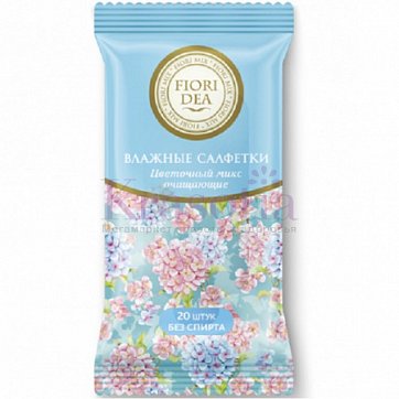 Fiori Dea (Фьери Дея) салфетки влажные очищающие цветочный микс 20шт