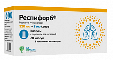 Купить респифорб, набор капсул с порошком для ингаляций, 320 мкг+9 мкг/доза, 60шт в Богородске