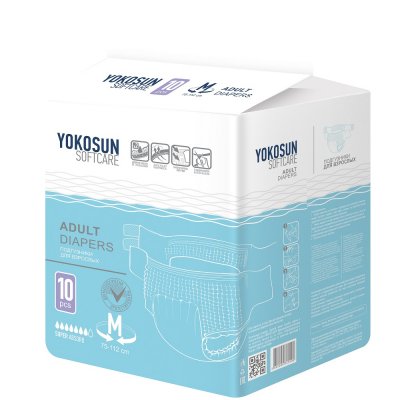 Купить yokosun (йокосан) подгузники на липучках для взрослых размер m, 10шт (объем 75-112см) в Богородске
