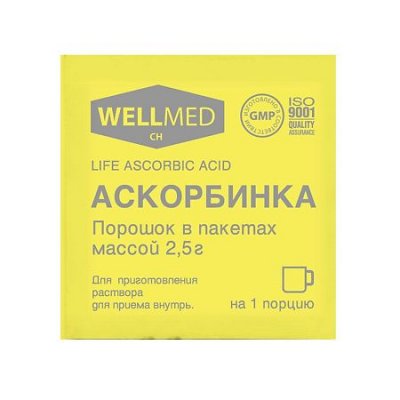 Купить аскорбинка, life ascorbic acid порошок в пакетиках по 2,5г, 1 шт бад в Богородске