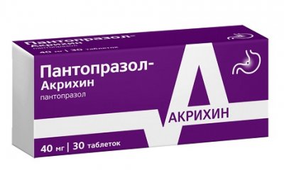 Купить пантопразол-акрихин, таблетки кишечнорастворимые, покрытые пленочной оболочкой 40мг, 30 шт в Богородске