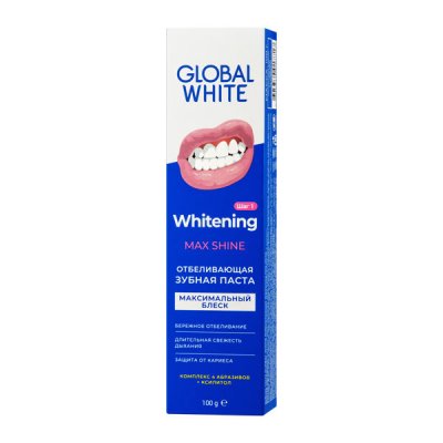 Купить глобал вайт (global white) зубная паста отбеливающая max shine, 100г в Богородске