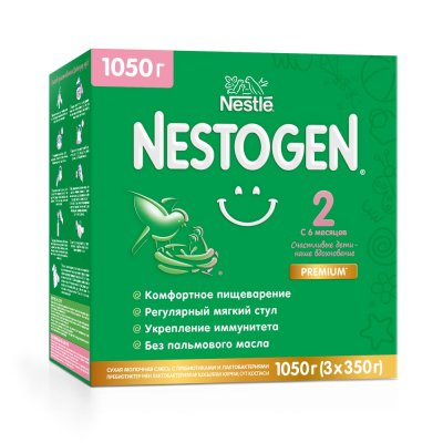 Купить nestle nestogen 2 (нестожен) сухая молочная смесь с 6 месяцев, 1050г (3 х350г) в Богородске