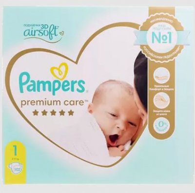Купить pampers premium care (памперс) подгузники 1 для новорожденных 2-5кг, 102шт в Богородске