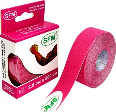Купить лента (тейп) кинезиологическая sfm-plaster на хлопковой основе  2,5см х 5м розовый в Богородске
