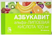 Купить азбукавит альфа-липоевая кислота 100мг, таблетки массой 200мг, 30 шт бад в Богородске