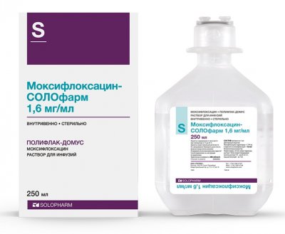 Купить моксифлоксацин-солофарм, раствор для инфузий 1,6мг/мл, флакон 250мл в Богородске