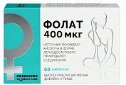 Купить фолат 400 мкг грин сайд (green side), таблетки массой 230 мг, 60 шт бад в Богородске
