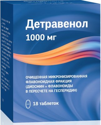 Купить детравенол, таблетки, покрытые пленочной оболочкой 1000мг, 18 шт в Богородске