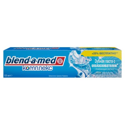 Купить бленд-а-мед (blend a med) зубная паста с ополаскивателем освежающая чистота перечная мята 125мл в Богородске