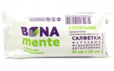 Купить bona mente! салфетки стерильные марлевые 2-х слойные, размер 45х29см, 5 шт в Богородске