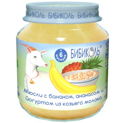 Купить бибиколь пюре зерн.мюсли банан/ананас/йогурт, 125г в Богородске