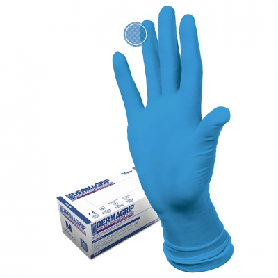 Купить перчатки dermagrip high risk powder free, сверхпрочные синие, размер l, 50 шт в Богородске