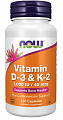 Купить now foods (нау фудс) витамин д3 1000 ме и к2 45мкг, капсулы 120шт бад в Богородске