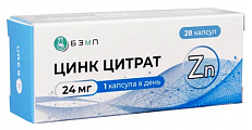 Купить цинк цитрат 24мг, капсулы 28шт бад в Богородске