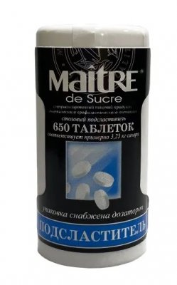 Купить maitre de sucre (мэтр де сукре) подсластитель столовый, таблетки 650шт в Богородске