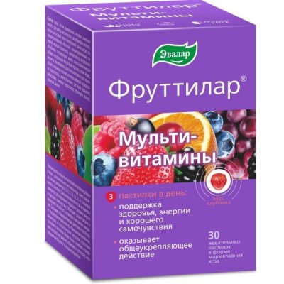 Купить фруттилар мультивитамины, пастилки жевательные в форме мармеладных ягод 4г, 30 шт бад в Богородске