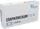 Купить спарфлоксацин, таблетки покрытые пленочной оболочкой 200мг, 6 шт в Богородске