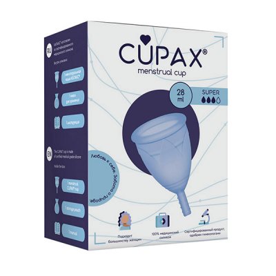 Купить капакс (cupax) чаша менструальная силиконовая супер 28мл голубая, 1 шт в Богородске