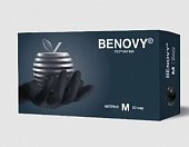 Купить перчатки benovy смотровые нитриловые нестерильные неопудрен текстурир с однократной хлорацией размер m 50 пар, черные в Богородске
