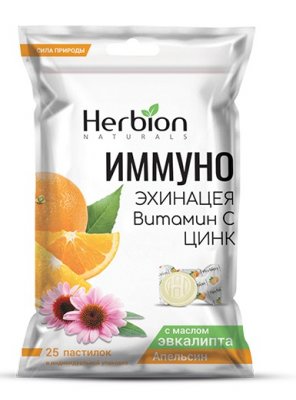 Купить хербион иммуно пастилки эхинацея, витамин с, цинк и апельсин, 25 шт бад в Богородске