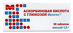 Купить аскорбиновая к-та с глюкозой мелиген, таблетки массой 1г 30шт бад в Богородске