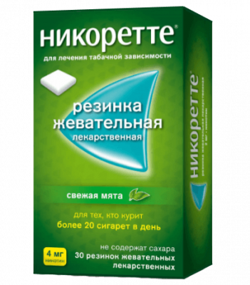 Купить никоретте, резинка жевательная лекарственная, свежая мята 4 мг, 30шт в Богородске