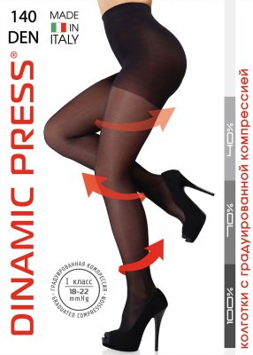 Купить динамик пресс (dinamic press) колготки компрессионные 140ден 1 класс компрессии, размер 3, черный в Богородске