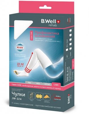 Купить b.well (би велл) чулки jw-224 противоэмболические 22-32мм 2 класс компрессии размер 3 белый в Богородске