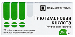 Купить глутаминовая кислота, таблетки, покрытые оболочкой 250мг, 20 шт в Богородске