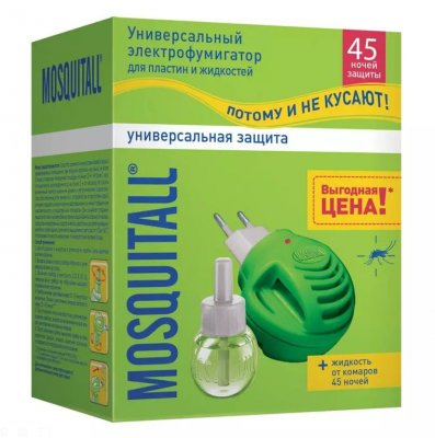 Купить mosquitall (москитолл) универсальная защита фумигатор+жидкость 45ночей в Богородске