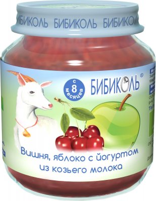Купить бибиколь пюре вишня/яблоко/йогурт козий125г (sunval nahrungsmittel gmbh, германия) в Богородске
