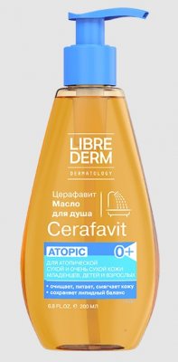 Купить librederm cerafavit (либридерм) масло липидовосстанавливающее для душа смягчающее с церамидами и пребиотиками, 200мл в Богородске