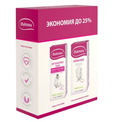 Купить матернеа (maternea) набор: крем от растяжек 150мл+гель для интимной гигиены 200мл в Богородске