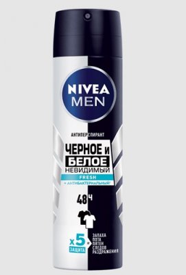 Купить nivea (нивея) для мужчин дезодорант спрей невидимый черное, белое fresh, 150мл в Богородске