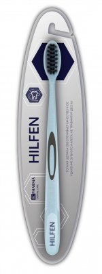 Купить хелфен (hilfen) зубная щетка средней жесткости черная щетина голубая, 1шт в Богородске