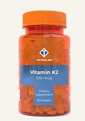 Купить tetralab (тетралаб) витамин к2 100мг, таблетки, покрытые оболочкой 165мг, 60 шт бад в Богородске