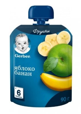 Купить gerber (гербер) пюре яблоко-банан пауч с 6 месяцев, 90г в Богородске