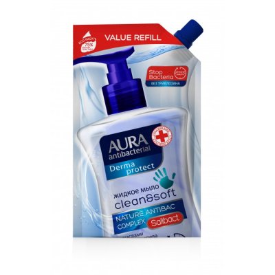 Купить aura (аура) дерма протект крем-мыло антибактериальное протект+ 500мл в Богородске