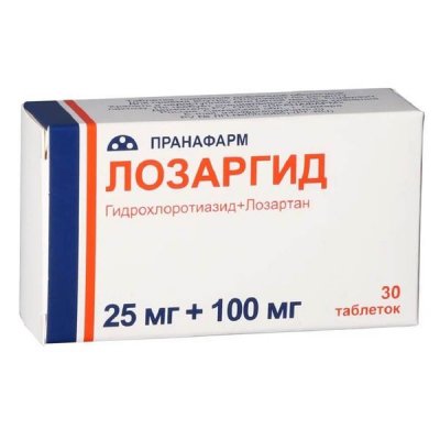 Купить лозаргид, таблетки покрытые пленочной оболочкой 25мг+100мг, 30 шт в Богородске